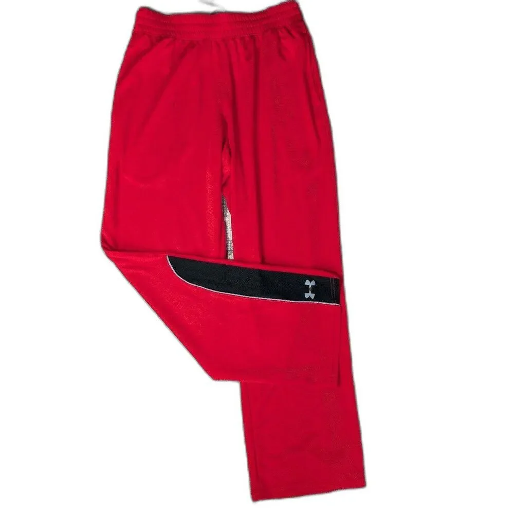 Men's Under Armour UA Reflex Warm Up Pants Red/Black Mesh Baggy LG
